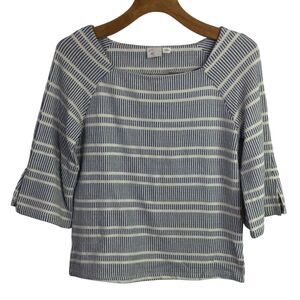Postmark by Anthropologie Womens Blouse Top Square Neck Stripe Blue Cream Size S